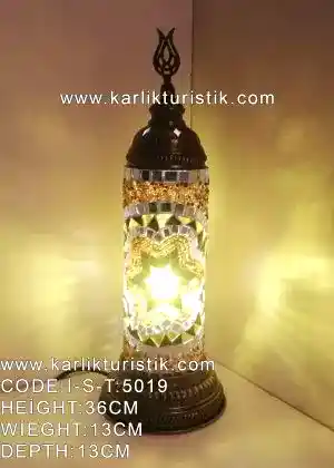 Mozaik Silindir Masa Lambası Metal