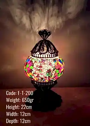 Bakır Telkari Mozaik Masa Üstü Lamba Klasik