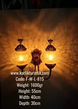 Bakır Telkari Duvar Lambası Otantik Çift Aplik Yukarı Yönlü