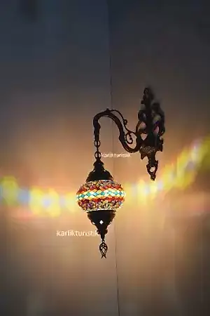 Mozaik Aplik ,Tekli Aşağı Yönlü Dekoratif Duvar  Lambası,Otantik Lamba,Mozaik Lamba I-S-W-5400
