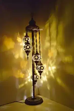 Mozaik Lambader,Otantik Lamba,Dekoratif Köşe Lambası 5 Lİ Mozaik Gece Lambası I-S-F-5503