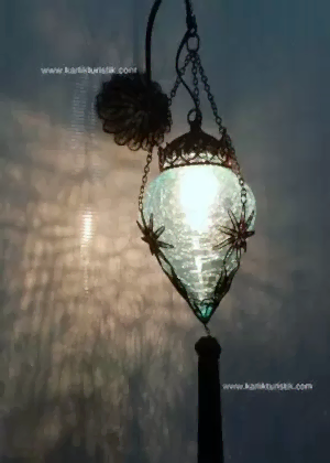 Osmanlı Duvar Lambası Mermi Camlı Telkari