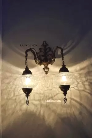 Osmanlı Aplik,çiftli Aşağı Yönlü Dekoratif Duvar Lambası,otantik Lamba