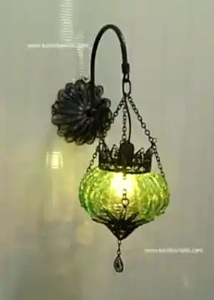 Otantik  Duvar Lambası Minik UFO Camlı Telkari Lamba