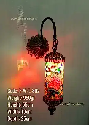 Bakır Telkari Duvar Lambası Mozaik Tek Aplik Silindir