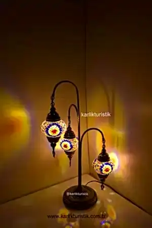 Mozaik Lamba Dekoratif Gece Lambası Mozaik Lambader 3Lü oltalı -I-S-F-5532