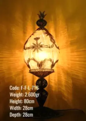 Osmanlı Tekli Köşe Aydınlatması Telkari Kavun Lambader - F-F-L-716