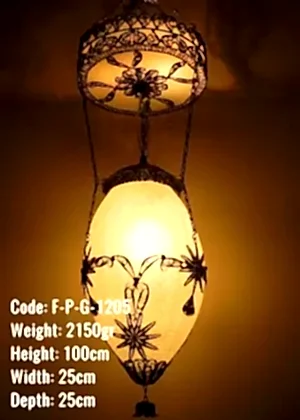 Plafonyer Plexi Glass Osmanlı Telkari Kavun Cam Avize - F-P-G-1205