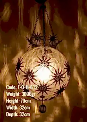 Osmanlı Askılı Bakır Telkari 30 luk Top Yıldızlı Dizayn Lamba - F-O-H-612