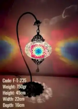 Telkari Mozaik No3 Mozaik Deveboynu Olta Sade Masa Lambası - F-T-235