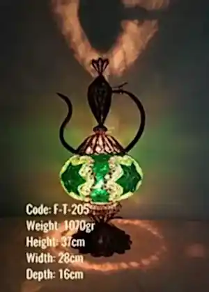 Mozaik Masa Lambasi Bakır El Emeği Telkari  İbrik no3- F-T-205