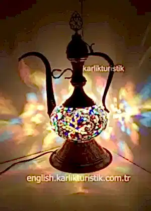 Mozaik Masa Lambası BÜYÜK NO5 CAM Dekoratif Dövme İBRİK Şekli Abajur Hediye Için Otantik Masaüstü Aydınlatma