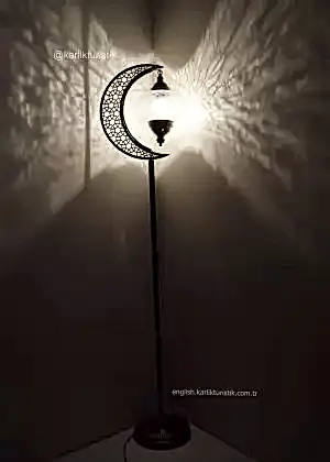 Otantik Tekli Köşe Lambası Uzun Hilal Şeklinde Dekoratif Lambader  Gece Lambası