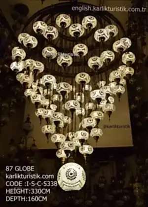 Mozaik Lamba Avize Sarkıt Tavan Lambası 87 li Büyük Set Beyaz Mozaik Hotel Lambası
