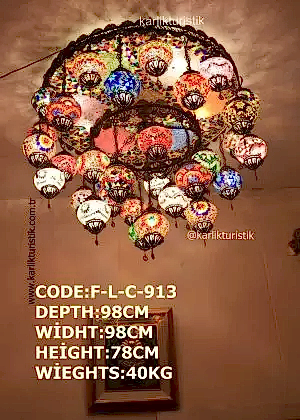 Renkli Gömme Montajlı Tavan Lambaları Büyük Avize Mozaik 33 küre, F-L-C-913