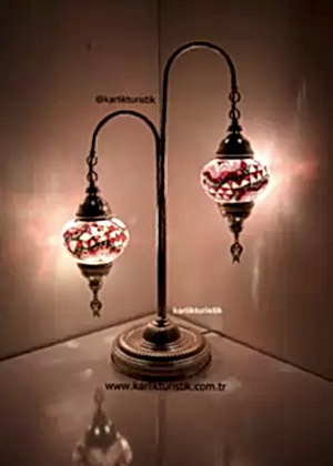 Mozaik masa lambası Çift Cam Gümüş Kaplama, Türk Abajur, Tiffany Lamba, Ayaklı Lamba El Yapımı Zemin Lambası Gümüş Renk