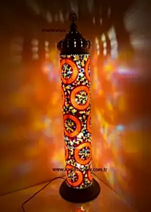 Mozaik silindir lamba, mozaik zemin lambası, mozaik ayaklı lamba, mozaik Köşe Lambası abajur, XXLARGE