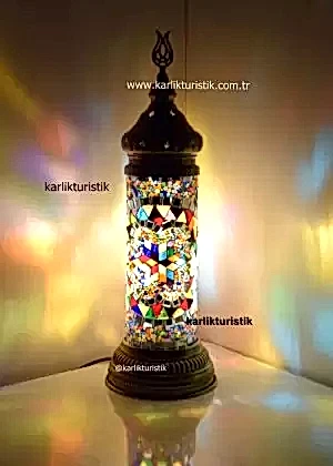 Galata Kulesi Lambası,Mozaik Silindir Masa Lambası,Silindir Türk Lambaları,Hediyelik Lamba,küçük