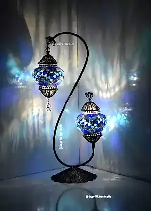 Hediyelik telkari el işi otantik  masa lambası lambader mozaik aydınlatma antik