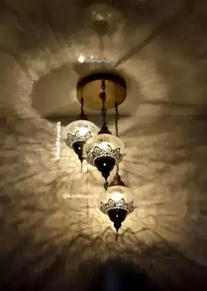 Avize Lamba Tavan Armatürü 3  osmanlı şefaf çatlak camlı lazerli Dekoratif tarz Ev-Otel Avizesi, türk yapımı otantik aydınlatma