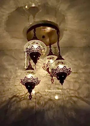 Avize Lamba Tavan Armatürü 4 osmanlı şefaf çatlak camlı  lazerli Dekoratif tarz Ev-Otel Avizesi, türk yapımı otantik aydınlatma