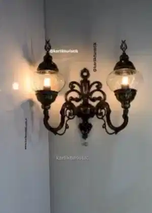 Osmanlı 13cm şeffaf cam çift cidarlı aplik yukarı doğru ISW 5414 -b.