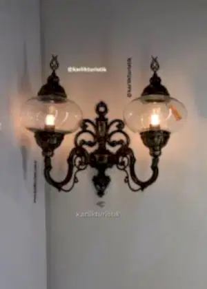 Osmanlı 16cm şeffaf cam çift cidarlı aplik yukarı doğru ISW 5414 -b.