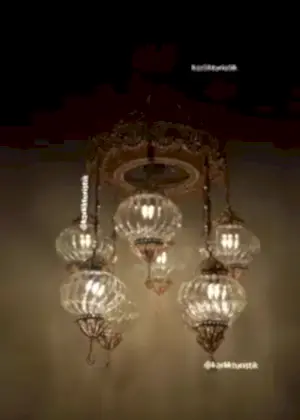 Lüks Altın Kaplama Otel Restorant Avizeleri  Geleneksel ve Ayrıcalıklı Tasarım Bakır Telkari sanat otantik pyrex camlı  sarkıt lambalar